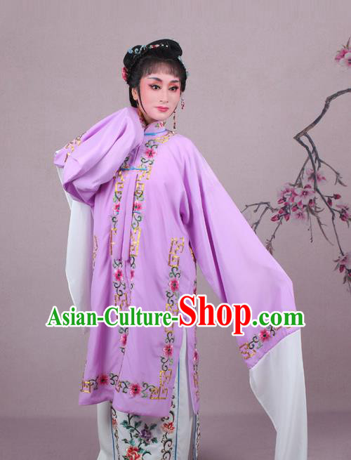 Top Grade Professional Beijing Opera Female Role Costume Purple Embroidered Cape, Traditional Ancient Chinese Peking Opera Diva Embroidery Clothing