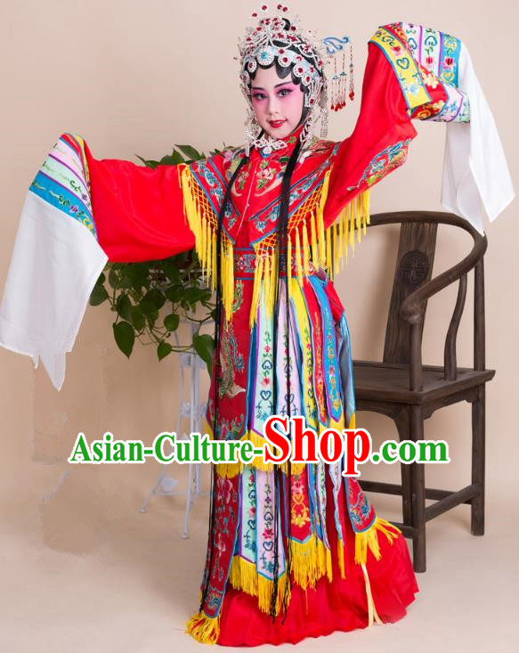 Top Grade Professional China Beijing Opera Costume Imperial Concubine Embroidered Dress, Ancient Chinese Peking Opera Diva Hua Tan Embroidery Phoenix Clothing for Kids