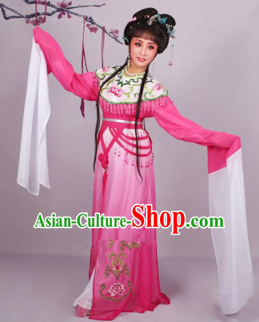 Top Grade Professional Beijing Opera Diva Costume Rosy Embroidered Dress, Traditional Ancient Chinese Peking Opera Hua Tan Princess Embroidery Clothing