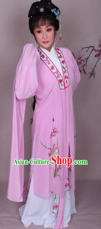 Top Grade Professional Beijing Opera Hua Tan Costume Water Sleeve Pink Embroidered Dress, Traditional Ancient Chinese Peking Opera Diva Embroidery Clothing