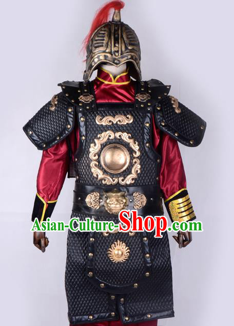 Traditional China Beijing Opera Takefu General Corselet Costume and Headwear Complete Set, Ancient Chinese Peking Opera Wu-Sheng Military Officer Armour Clothing