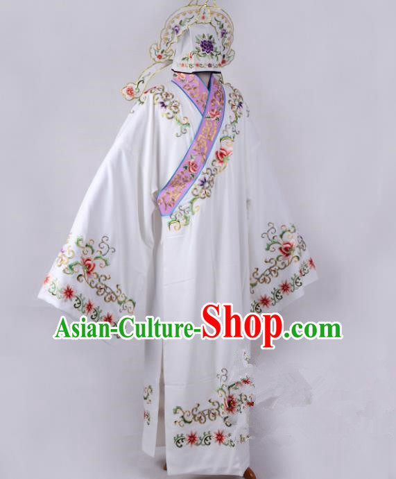 Traditional China Beijing Opera Niche Costume Young Men Embroidered Robe, Ancient Chinese Peking Opera Lang Scholar Embroidery Gwanbok Clothing