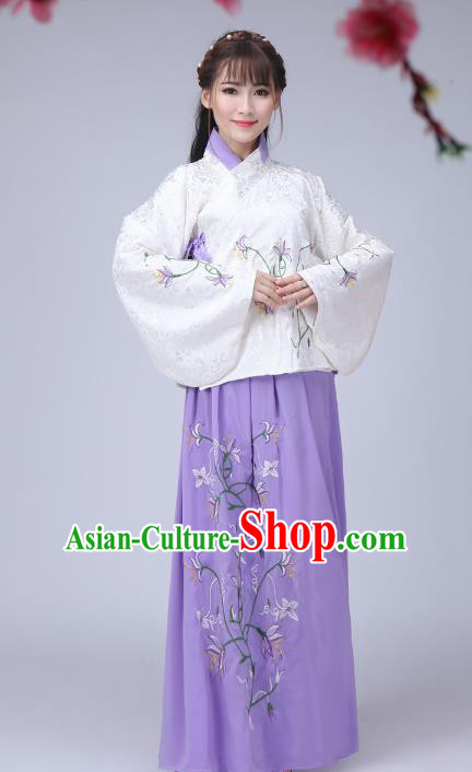 Traditional Ancient Chinese Ming Dynasty Imperial Princess Dance Costume, Elegant Hanfu Chinese Ancient Young Lady Sleeve Placket Embroidered Clothing for Women