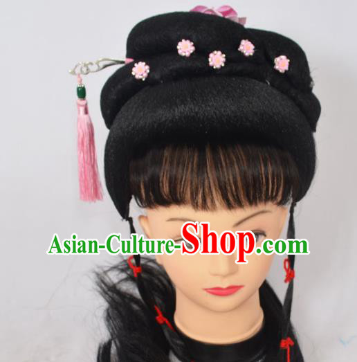 Traditional Handmade Chinese Classical Peking Opera Young Lady Wigs and Hair Accessories, China Beijing Opera Princess Hairpin Hair Headgear