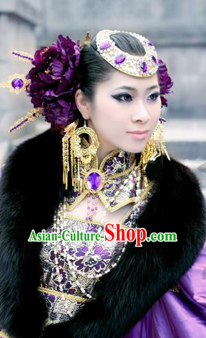 Traditional Handmade Chinese Ancient Classical Hair Accessories Complete Set, Step Shake Hair Sticks Hair Jewellery, Hair Fascinators Hairpins for Women