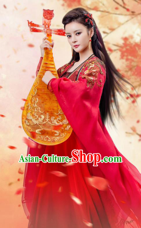 Traditional Chinese Tang Dynasty Imperial Consort Costume and Headpiece Complete Set, China Ancient Hanfu Dress Palace Lady Embroidery Dance Clothing