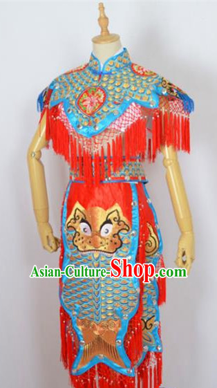 Traditional Chinese Professional Peking Opera Carp Spirit Costume, China Beijing Opera Monster Embroidered Clothing