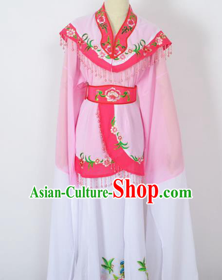 Traditional Chinese Professional Peking Opera Young Women Costume Pink Cloud Shoulder Dress, China Beijing Opera Diva Hua Tan Embroidered Clothing