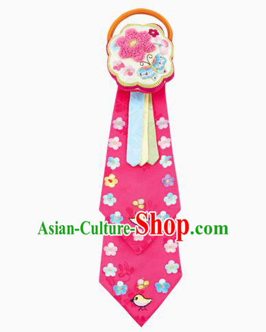Traditional South Korean Handmade Hair Accessories Pink Embroidery Headband, Top Grade Korea Children Hair Clasp Headwear for Kids