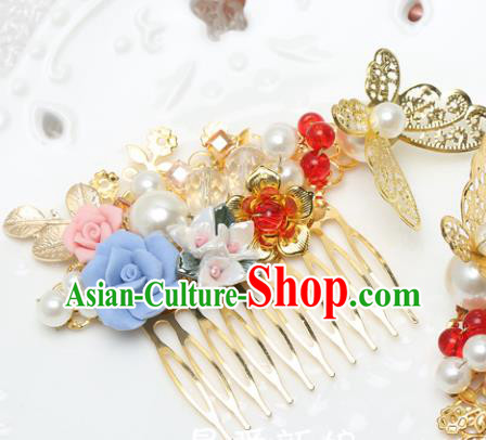 Traditional Handmade Chinese Ancient Classical Hair Accessories Barrettes Xiuhe Suit Hair Comb, Hanfu Hairpins Hair Fascinators for Women