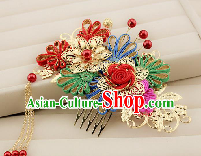 Traditional Handmade Chinese Ancient Classical Hair Accessories Barrettes Xiuhe Suit Cheongsam Hair Comb, Hanfu Hairpins Hair Fascinators for Women