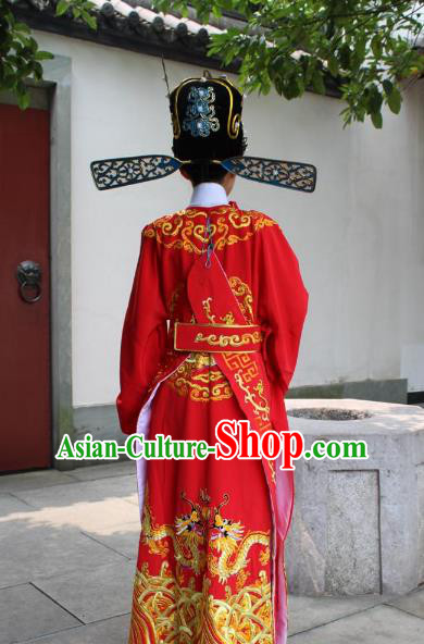 Traditional China Beijing Opera Costume Gifted Scholar Embroidered Robe and Hat Ancient Chinese Peking Opera Embroidery Clothing