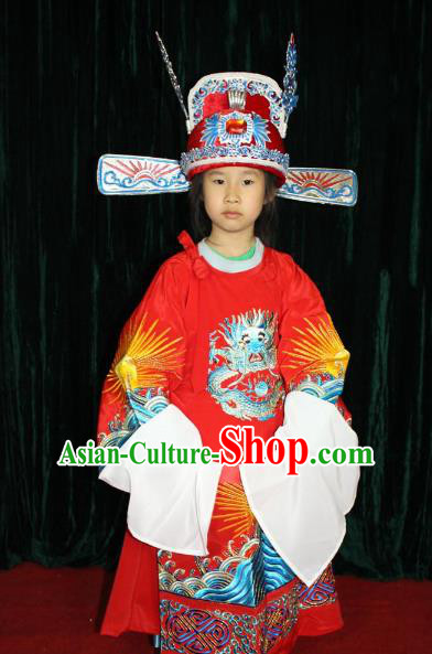 Top Grade Professional Beijing Opera Niche Costume Gifted Scholar Embroidered Robe, Traditional Ancient Chinese Peking Opera Embroidery Clothing for Kids