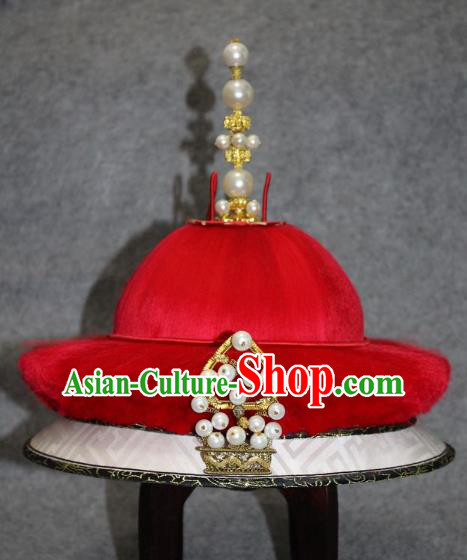 Traditional Handmade Chinese Ancient Classical Hair Accessories Peking Opera Emperor Hat, China Beijing Opera Qing Dynasty Manchu Majesty Headwear