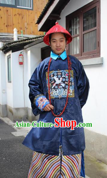 Top Grade Professional Beijing Opera Costume Qing Dynasty County Magistrate Embroidered Robe, Traditional Ancient Chinese Peking Opera Manchu Embroidery Gwanbok Clothing
