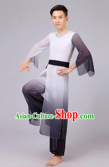Traditional Chinese Classical Dance Yangge Fan Dance Costume, Folk Dance Drum Dance Uniform Yangko Black Clothing Complete Set for Men