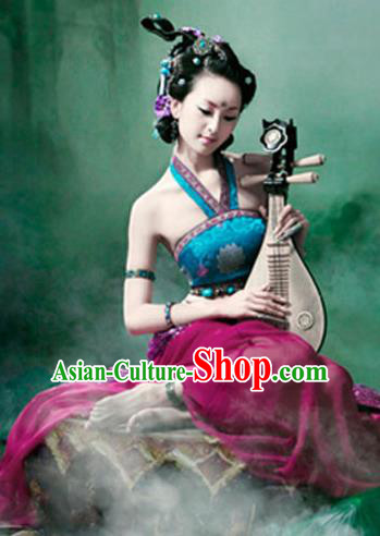 Traditional Ancient Chinese Dunhuang Flying Apsaras Dance Costume, Elegant Hanfu Clothing Chinese Palace Lady Fairy Clothing for Women