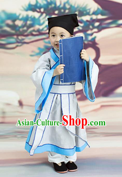 Traditional Chinese Ancient Scholar Costume, Chinese Han Dynasty Niche Hanfu Clothing for Kids