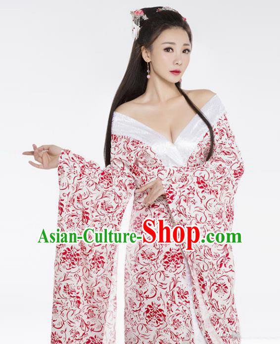 Traditional Ancient Chinese Apsaras Dance Costume, Elegant Hanfu Clothing Chinese Tang Dynasty Imperial Concubine Clothing for Women