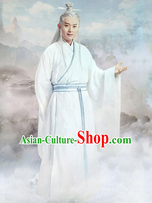 Traditional Chinese Ancient Taoist Priest Costume Swordsman Long Robe, Chinese Ancient Immortal Embroidery Clothing for Men
