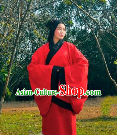 Traditional Ancient Chinese Imperial Consort Wedding Costume, Elegant Hanfu Clothing Chinese Han Dynasty Imperial Empress Red Embroidered Clothing for Women