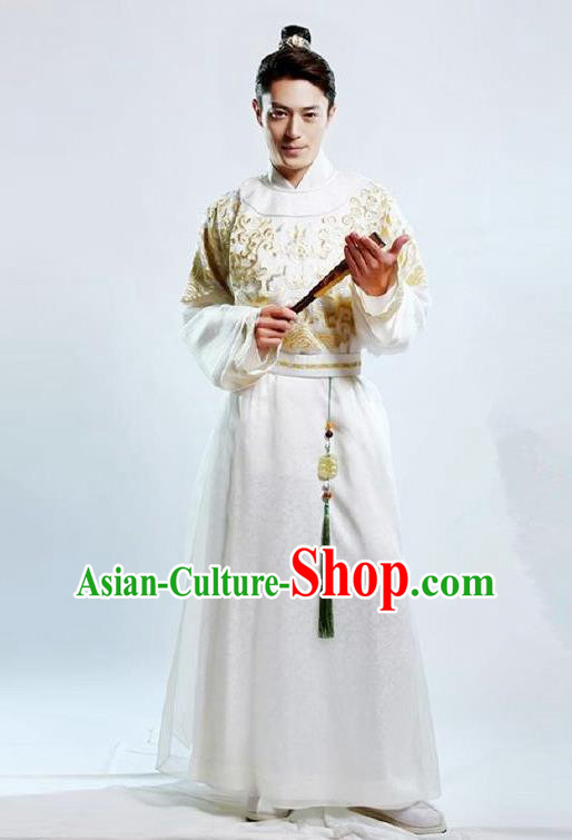 Traditional Chinese Ming Dynasty Nobility Childe Costume Long Robe, Chinese Ancient Prince Embroidery Clothing for Men