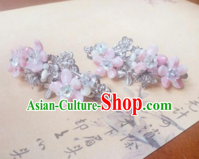 Traditional Handmade Chinese Ancient Classical Hanfu Hair Accessories Palace Lady Pink Hair Claw, Princess Hairpins Hair Stick Headwear for Women