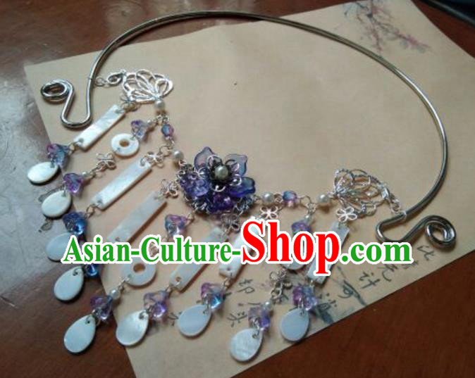 Traditional Handmade Chinese Ancient Classical Palace Lady Jewelry Accessories Shell Necklace for Women