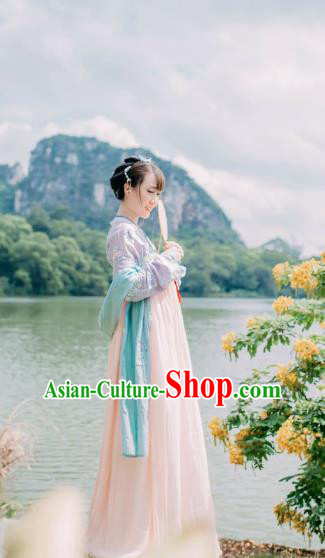 Traditional Ancient Chinese Tang Dynasty Imperial Princess Costume, Elegant Hanfu Clothing Chinese Palace Lady Embroidered Dress Clothing for Women