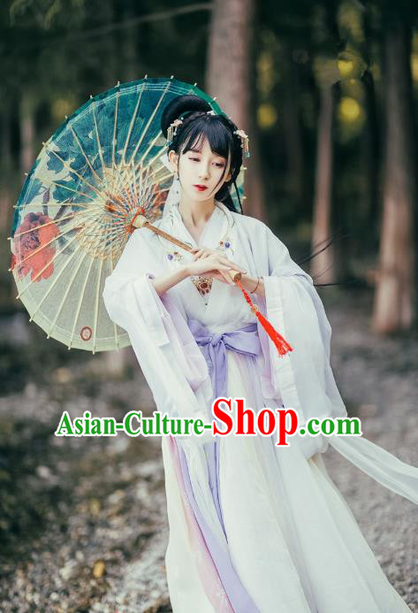 Traditional Asian Oriental China Costume Embroidery Palace Lady Cardigan and Dress Complete Set, Chinese Hanfu Ming Dynasty Princess Embroidered Dress for Women