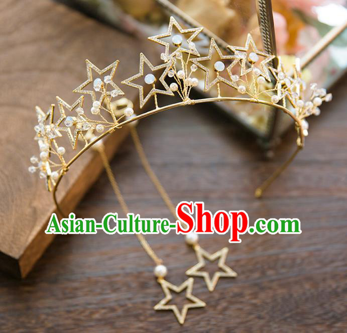 Top Grade Handmade Classical Hair Accessories Baroque Style Princess Crystal Stars Royal Crown Hair Clasp Headwear for Women