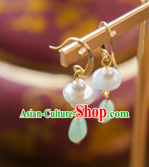 Aisan Chinese Handmade Classical Accessories Hanfu Green Jade Earrings Wedding Headwear for Women
