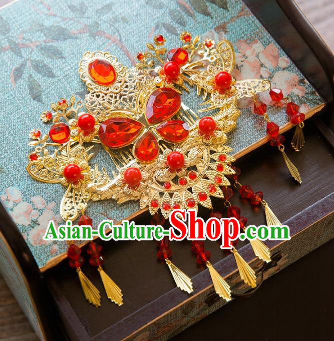 Chinese Handmade Classical Hair Accessories Bride Hair Comb, China Xiuhe Suit Hairpins Wedding Headwear for Women