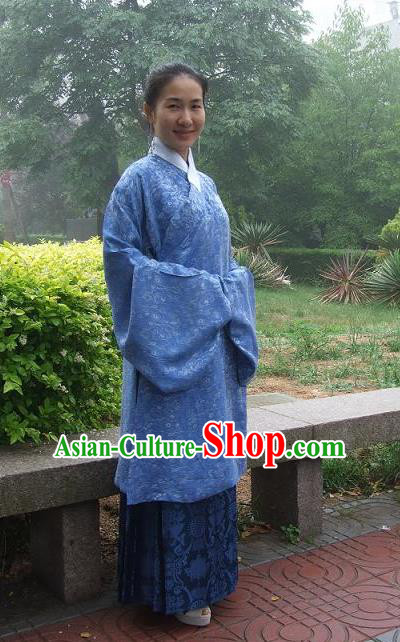 Traditional Oriental China Ming Dynasty Costume Embroidery Long Blouse and Skirt, Chinese Ancient Princess Embroidered Clothing for Women