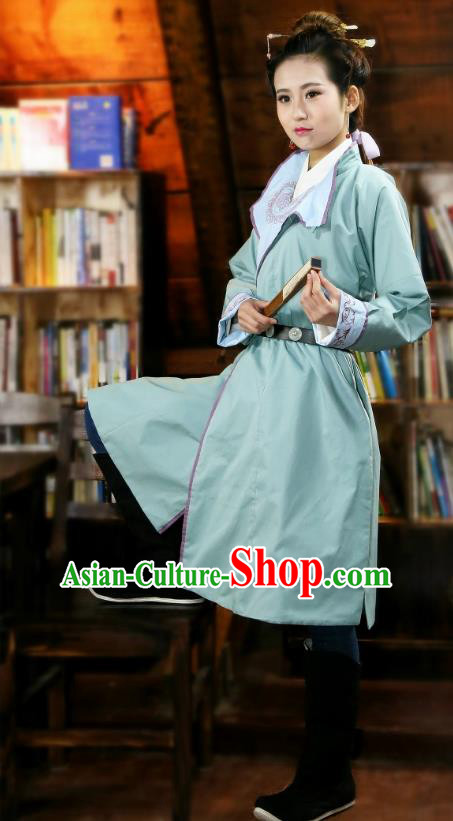 Traditional Chinese Hanfu Costumes Ancient Ming Dynasty Imperial Guards Green Robe for Women