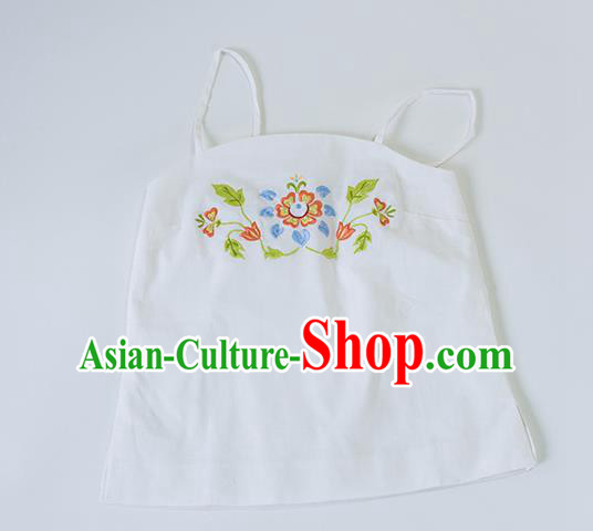 Traditional Chinese Ancient Hanfu Costumes, Asian China Song Dynasty Embroidery Sun-top Vest White Bellyband for Women