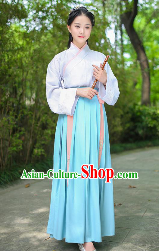 Traditional Chinese Ancient Royal Princess Hanfu Costume, Asian China Han Dynasty Palace Lady Embroidered Dress for Women