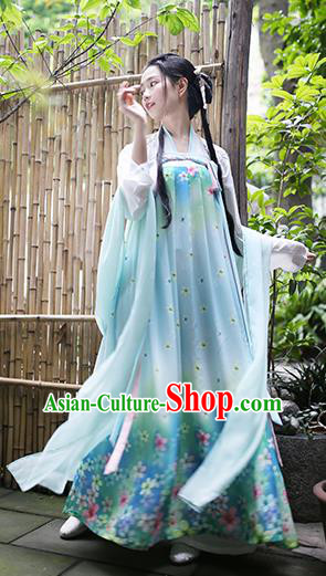 Traditional Chinese Ancient Hanfu Princess Costume Green Slip Skirts, Asian China Tang Dynasty Palace Lady Clothing for Women