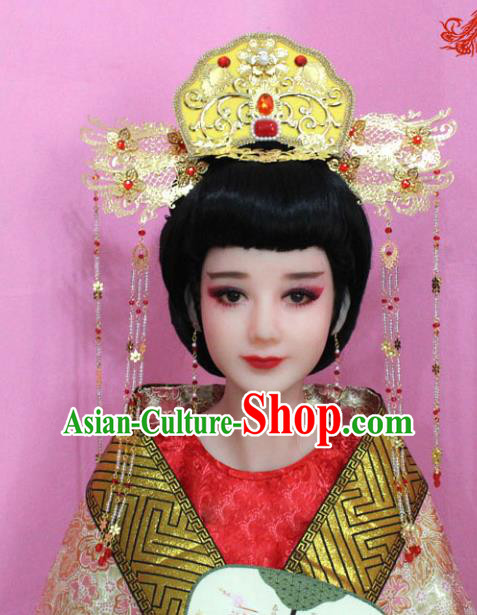 Traditional Handmade Chinese Hair Accessories Bride Wedding Phoenix Coronet Complete Set, Empress Hair Sticks Hair Jewellery Hairpins for Women