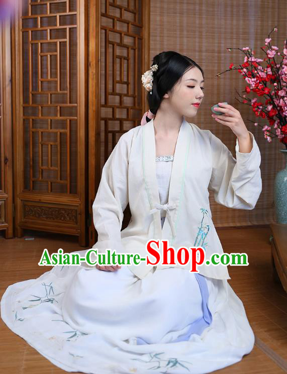 Traditional Chinese Ancient Hanfu Princess Costume, Asian China Song Dynasty Young Lady Embroidered BeiZi Blouse for Women