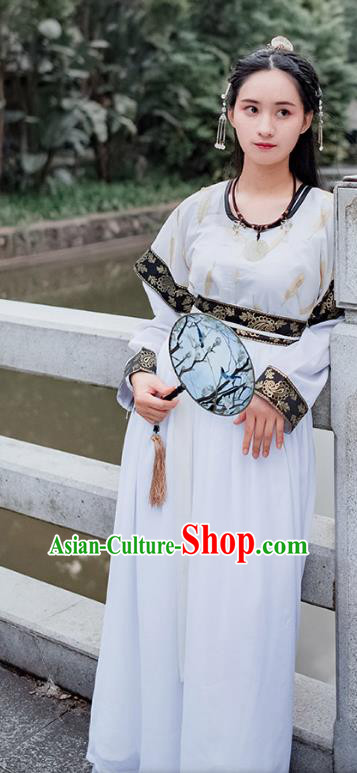 Traditional Chinese Ancient Palace Lady Costume, Asian China Tang Dynasty Princess Embroidered Black Half-Sleeves Slip Skirt for Women