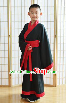 Traditional Chinese Ancient Costume, Asian China Han Dynasty Black Clothing for Men