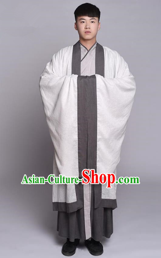 Traditional Chinese Ancient Hanfu Costume Cloak and Long Robe, Asian China Han Dynasty Scholar Clothing for Men
