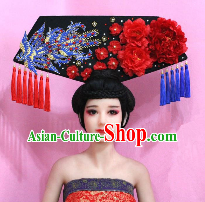 Traditional Handmade Chinese Hair Accessories Qing Dynasty Empress Banners Phoenix Headwear, Manchu Imperial Concubine Hairpins for Women