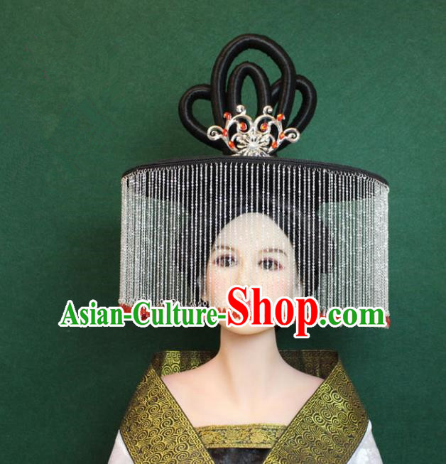 Traditional Handmade Chinese Hair Accessories Palace Lady Tassel Hat, China Tang Dynasty Princess Headwear for Women