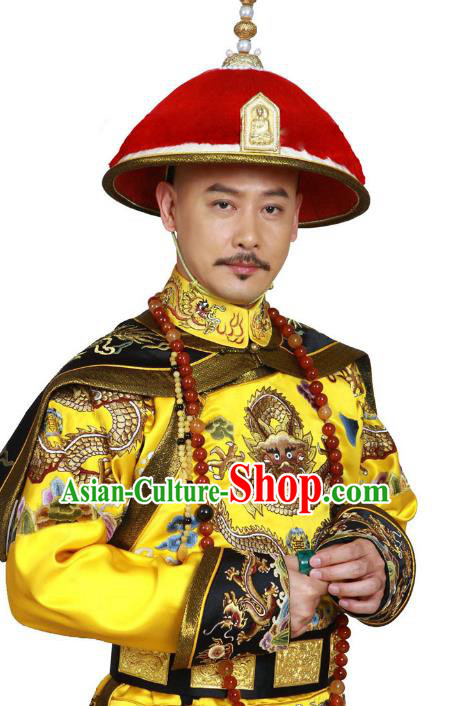 Traditional Handmade Chinese Hair Accessories Qing Dynasty Emperor Headwear, China Manchu Majesty Hats for Men
