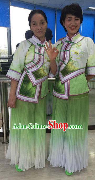 Traditional Chinese Classical Fan Dance Yangge Dancing Costume, Folk Dance Drum Dance Uniform Yangko Clothing for Women