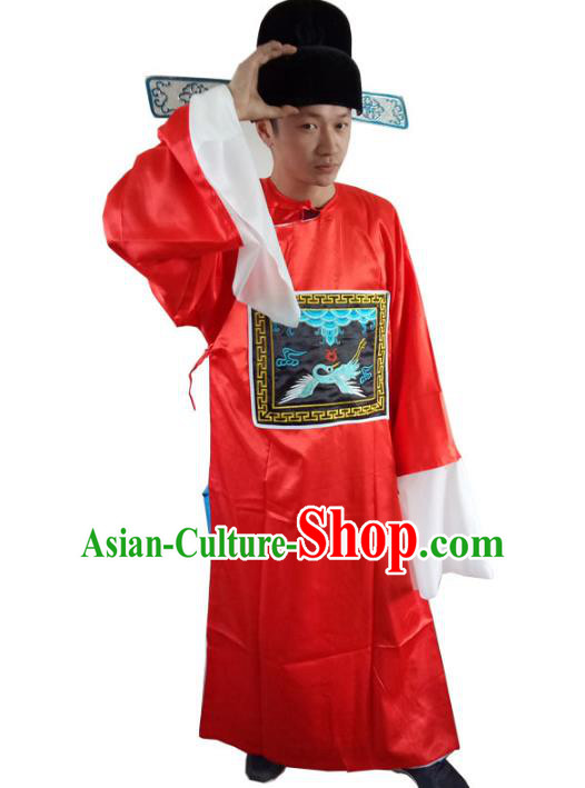 Traditional Chinese Peking Opera Lang Scholar Costume, China Ancient Beijing Opera Ministry Embroidered Robe Clothing  for Men