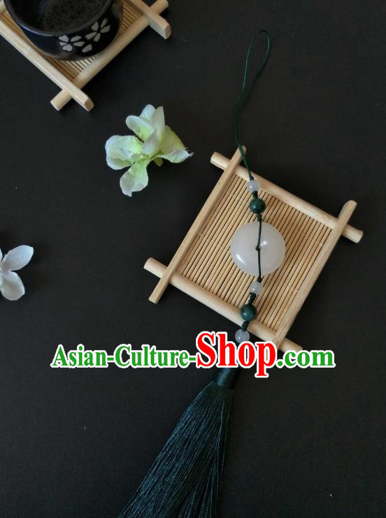 Traditional Handmade Chinese Hanfu Accessories Jade Pendant, China Palace Lady Green Tassel Waist Pendant for Women