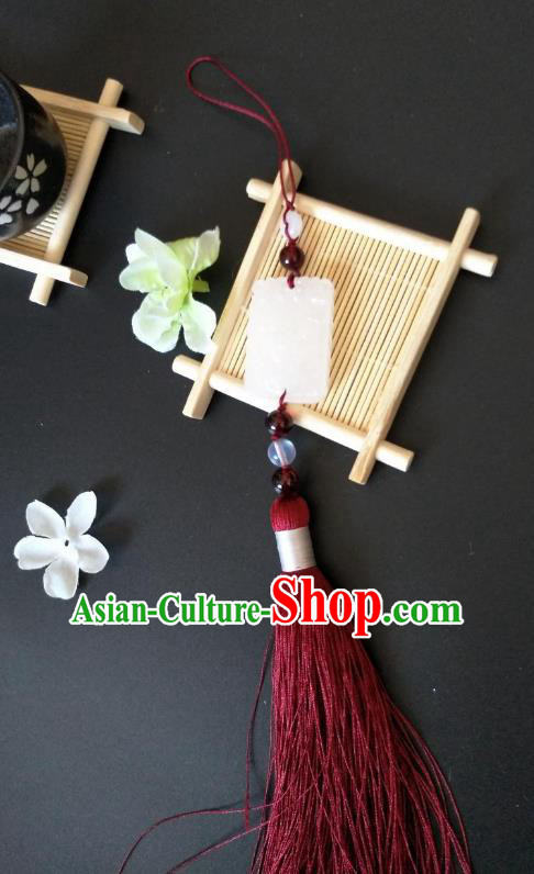 Traditional Handmade Chinese Hanfu Accessories Red Tassel Jade Pendant, China Palace Lady Waist Pendant for Women